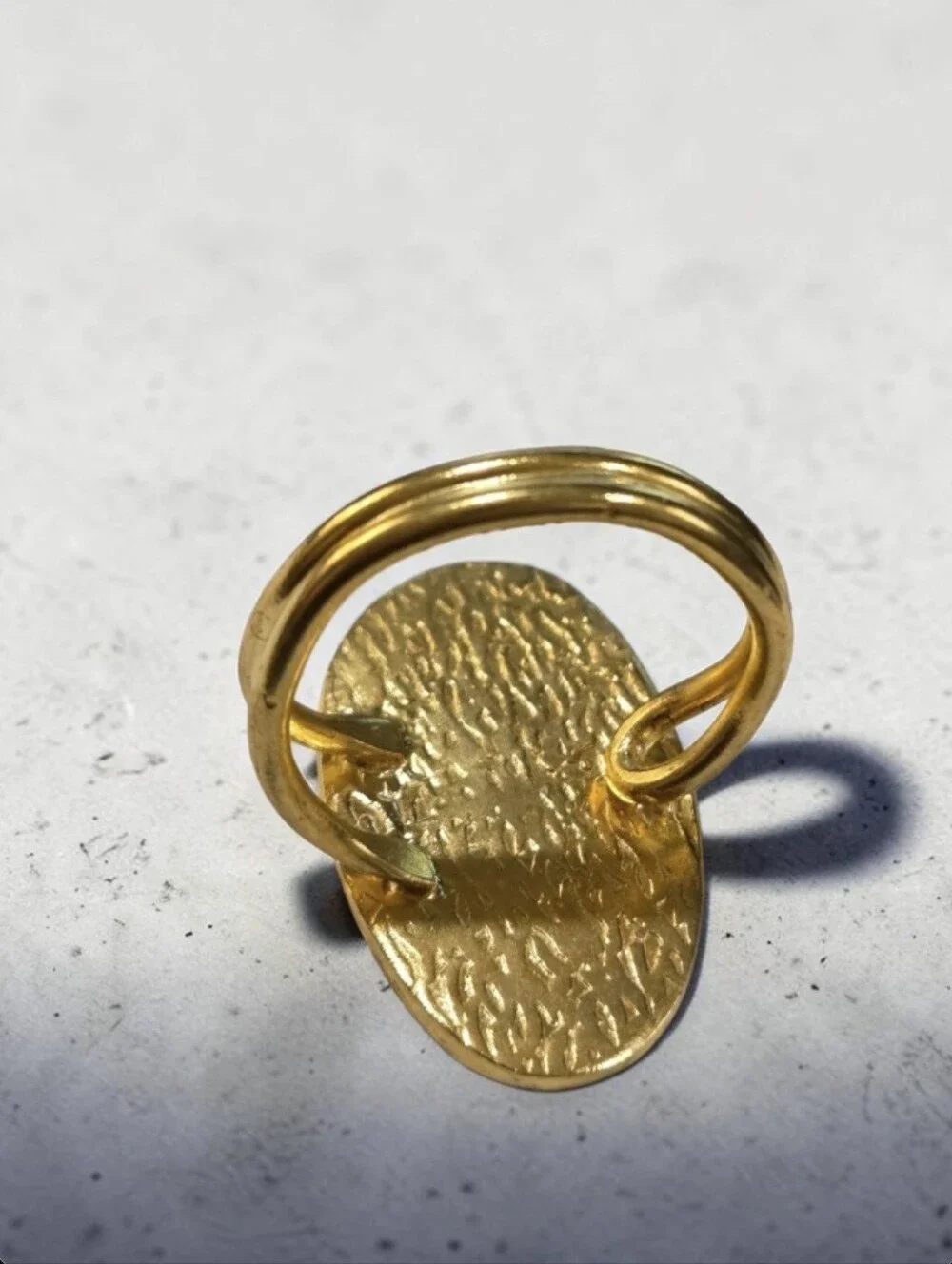 18k Gold Plated Artisan High Relief Porcelain Cherub Ring